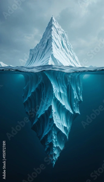 Obraz Sectional view of both the top and bottom of the iceberg - Generative AI