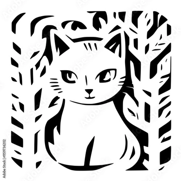 Obraz Cat in Focused Stance - Concentrated Pet Vector