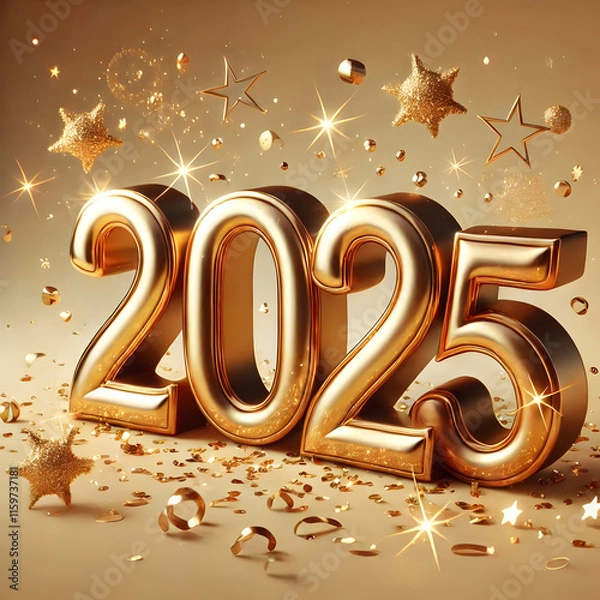 Obraz Luxurious Gold 2025 Numbers Surrounded by Stars background