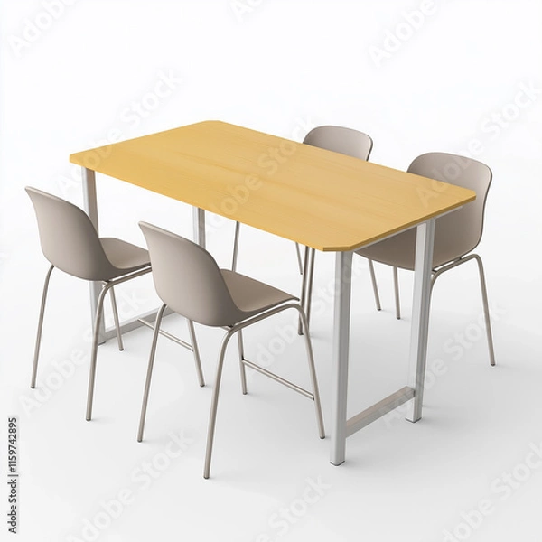 Obraz Modern table and chairs set isolated on white background