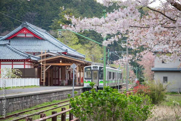 Obraz Yahiko Station in Yahiko, Niigata, Japan.