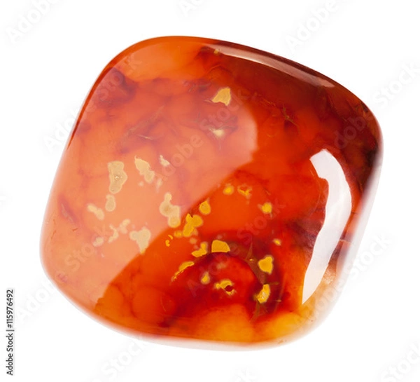 Fototapeta Carnelian semiprecious stone isolated on white with clipping path