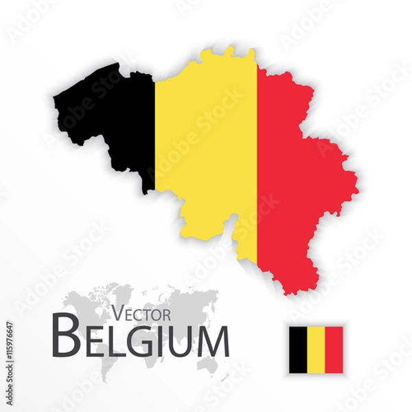 Obraz Belgium ( Kingdom of Belgium ) ( flag and map ) ( transportation and tourism concept )