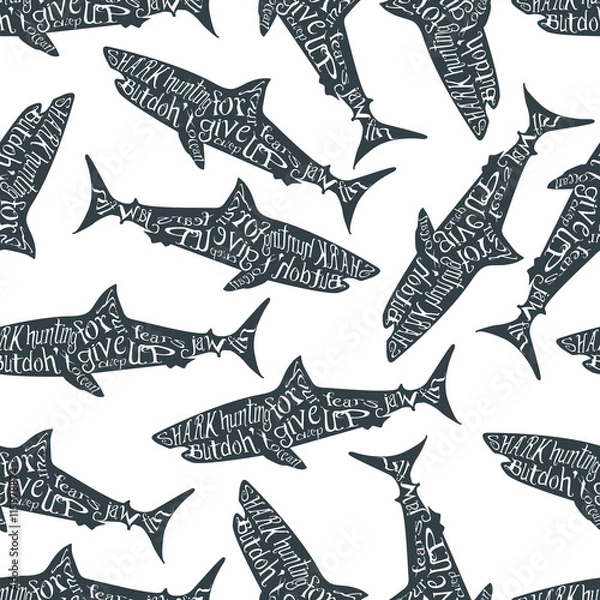 Fototapeta Typography lettering shark pattern