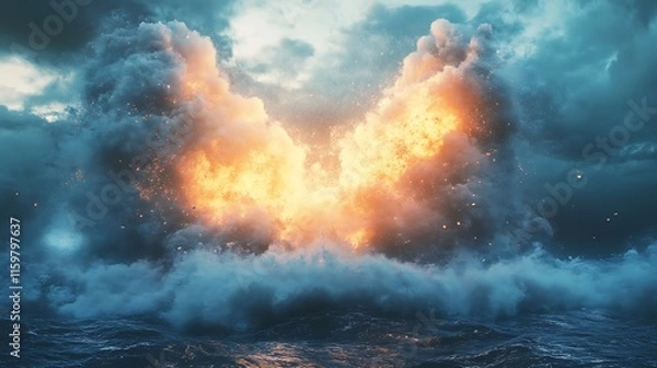 Fototapeta realistic explotion in the sea
