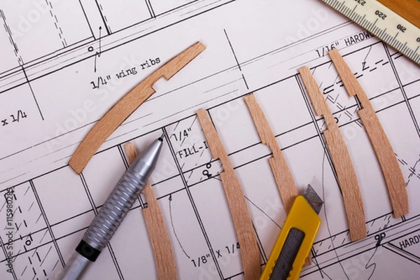 Obraz Making a model airplane from balsa wood