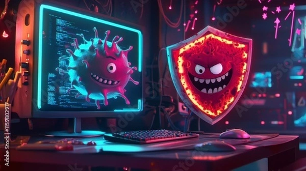 Fototapeta Protect your computer from malware with robust cybersecurity solutions. Enhance antivirus protection for safe and secure digital experiences.