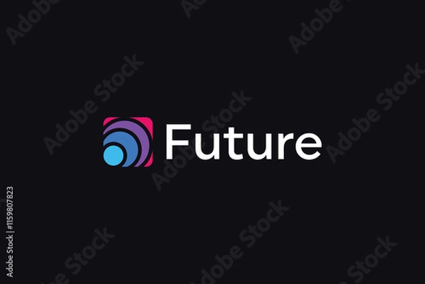 Fototapeta creative abstract circle symbol icon logo vector design template with colorful, modern and futuristic styles isolated on dark background