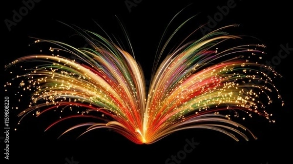 Fototapeta Vibrant Colorful Light Explosion Against Black Background