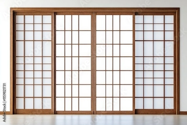 Obraz Shoji a classic Japanese door or room separator isolated on white