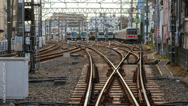 Fototapeta 小さな電車の車庫