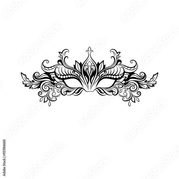 Fototapeta Vector Ornate masquerade mask isolated on white background. Vector illustration