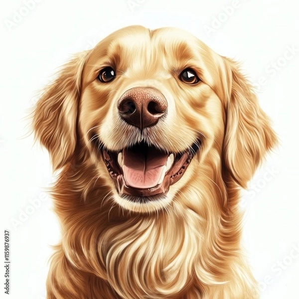 Fototapeta Golden retriever portrait with joyful expression