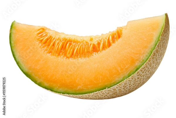 Fototapeta A slice of cantaloupe with a green stem