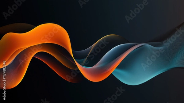 Fototapeta Abstract 3D Flowing Liquid-Like Wave Textures in Orange, Green, and Copper Gradient background wallpaper