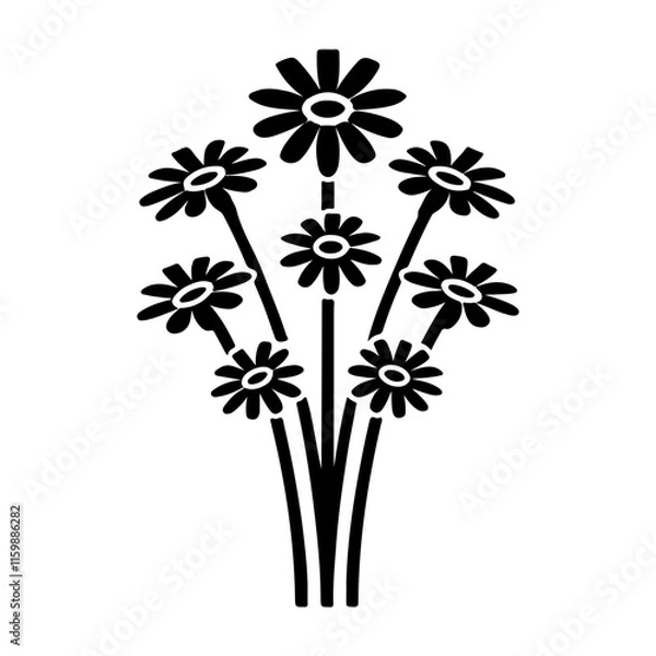 Fototapeta Elegant Monochrome Daisy Flower Icon Vector Inspired By The Timeless Beauty Of Nature's Petals, Perfect For Adding Floral Sophistication To Any Design.