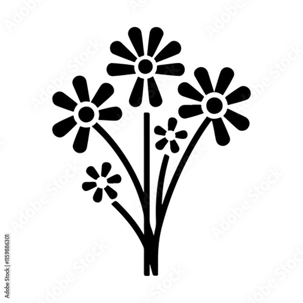 Fototapeta Elegant Monochrome Daisy Flower Icon Vector Inspired By The Timeless Beauty Of Nature's Petals, Perfect For Adding Floral Sophistication To Any Design.