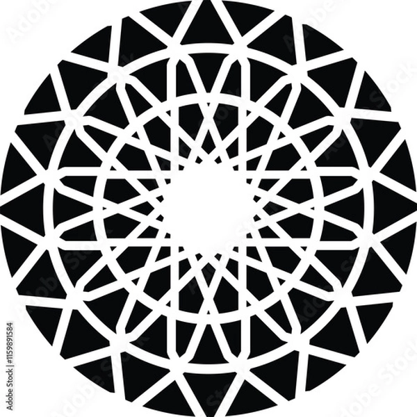 Obraz mandala a black circular vector illustration with concentric rings containing geometric patterns