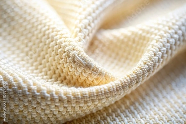 Fototapeta Close-up of off-white fabric; tilt-shift effect creates a minimalist, high-resolution textile background.
