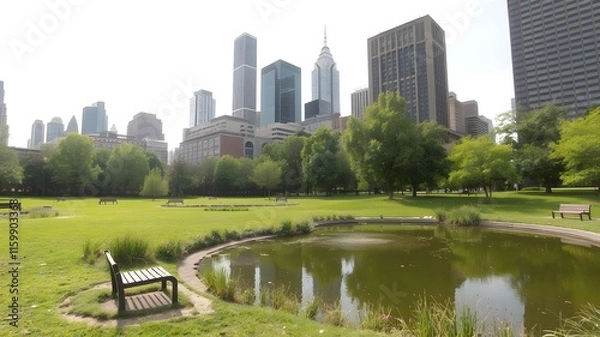 Obraz bench in city park