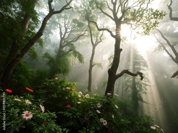 Obraz Dense Forest with flowers