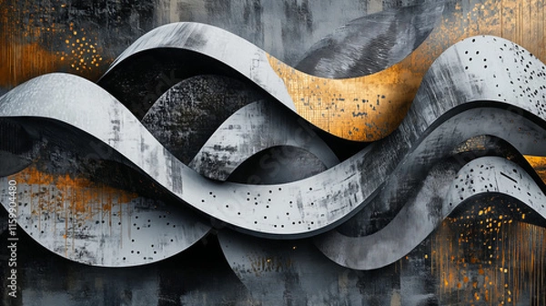 Obraz Abstract Metallic Waves with Textured Background