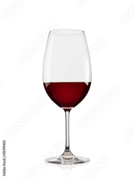 Fototapeta Red Wine in glass on white background