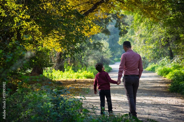 Fototapeta Father and Son autumn walk