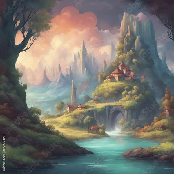 Obraz fantasy landscape background illustration