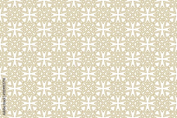 Fototapeta Golden luxury seamless vector pattern. Arabic Islamic Ramadan double line Gold geometric tile pattern for Wedding invitation card