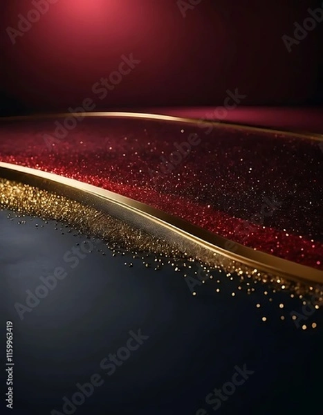 Fototapeta Abstract Gold And Red Glitter Swirl Design