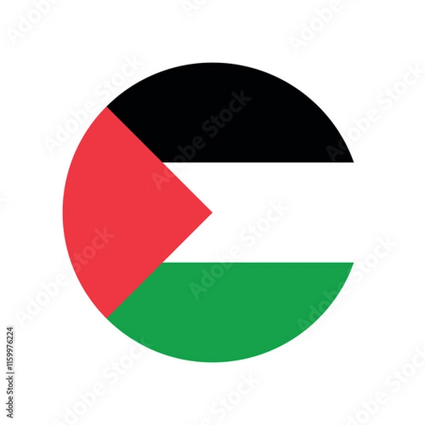 Obraz Palestine round flag, State of Palestine flag button, Palestine circle flag icon, vector illustration