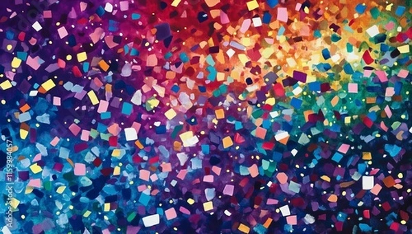 Fototapeta Vibrant rainbow confetti explosion background.
