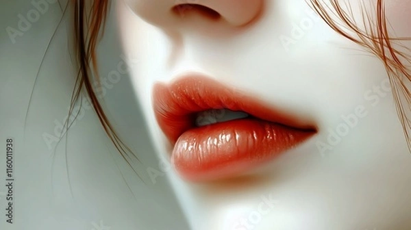 Obraz Close-up of a woman's lips with a soft, artistic focus.