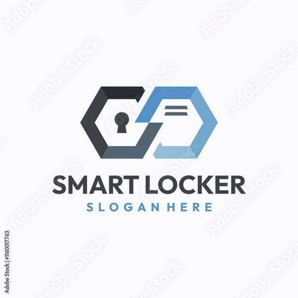 Fototapeta Smart locker logo design template. Safe storage technology concept. Creative vector symbol.