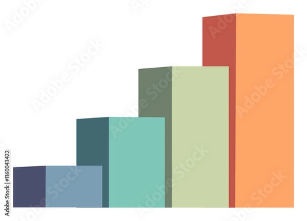 Fototapeta 4 steps 3d bar graph vector design on isolated background 