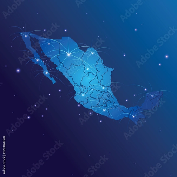Obraz Mexico map internet network