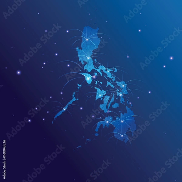 Obraz Philippines map internet network
