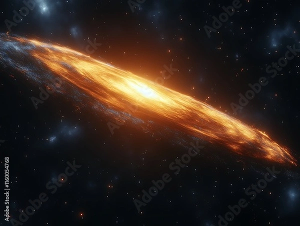 Obraz Fiery Galactic Ring Encircling Bright Core Amidst Stars