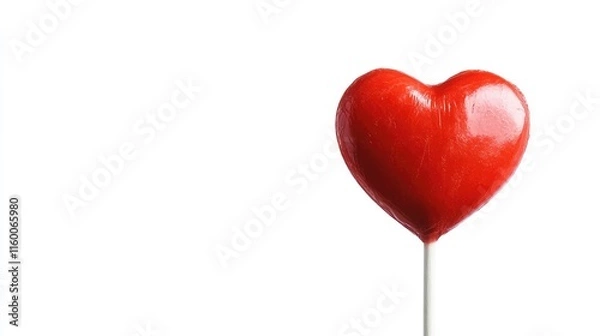 Obraz Heart-Shaped Lollipop on White Background for Valentine's Day Decor