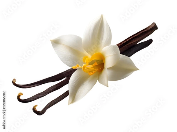 Obraz Vanilla and vanilla flower isolated on transparent background