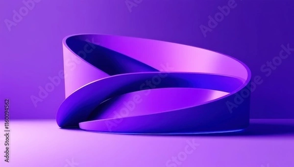 Obraz Abstract curves, vibrant purple hues, smooth gradients, glossy surfaces, minimalist composition, macro photography, geometric shapes, fluid forms, light and shadow play, futuristic design, ultra high 