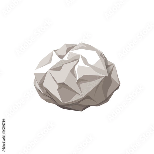 Fototapeta Crumpled paper ball isolated flat vector illustration on white background.