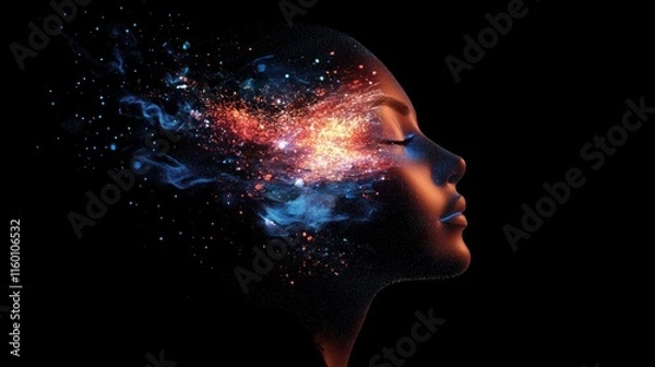 Fototapeta Cosmic Awakening: A Digital Portrait of Inner Radiance