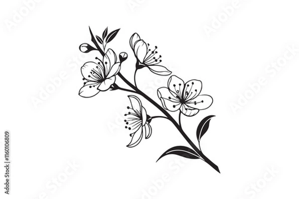 Fototapeta Tiny Flower silhouette vector illustration, Tiny Flower silhouette 