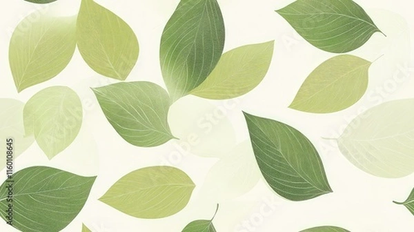Fototapeta Elegant Green Leaf Pattern on Soft Neutral Background Design