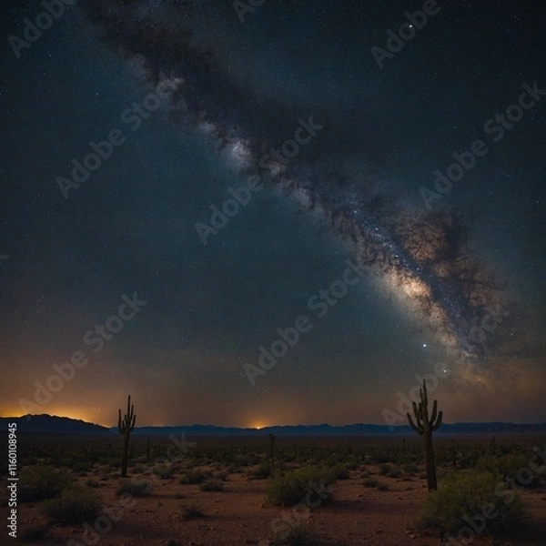 Obraz A starry night sky over a desert.