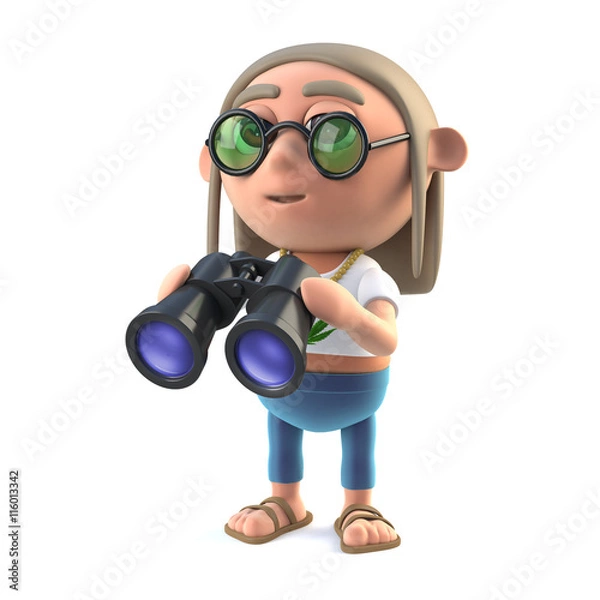Fototapeta 3d Hippy stoner has a pair of binoculars