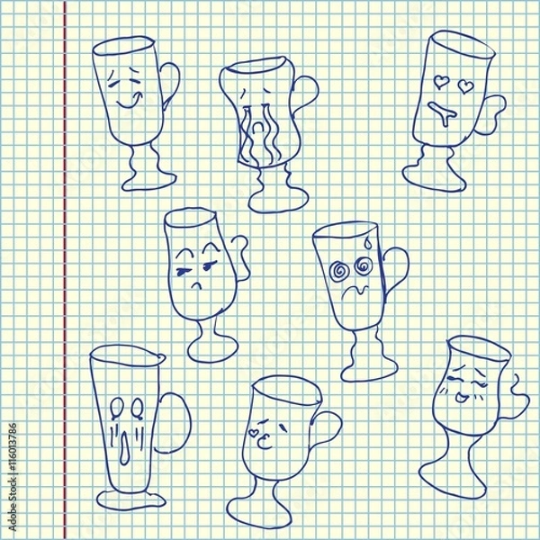 Obraz Glass collection with faces