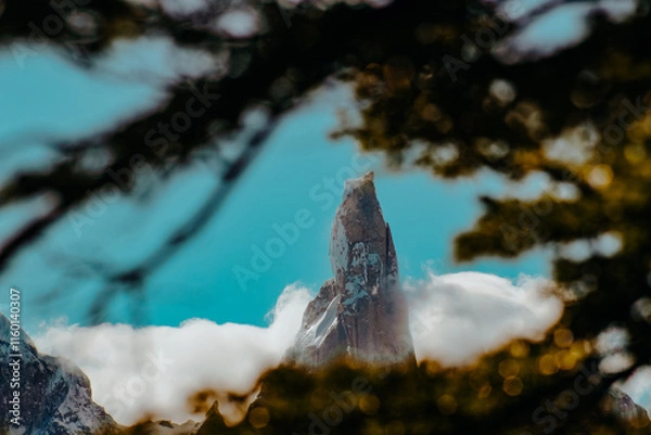 Obraz Mountain peak with trees